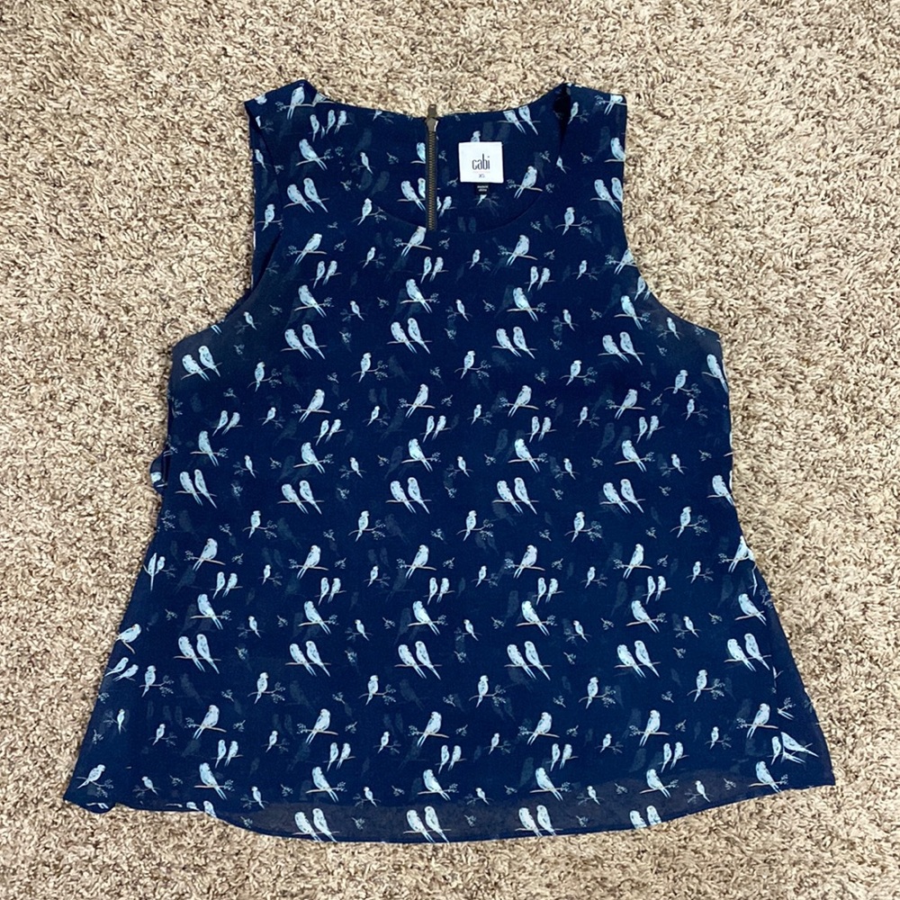 Cabi “Flirty Bird” Sleeveless Blouse